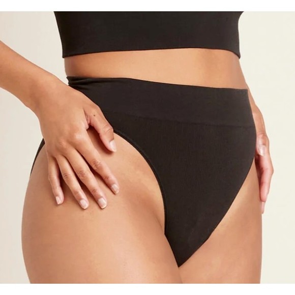 NIP BOODY Women's XL Lyolyte Ribbed High Leg Brief Black Seamless Soft bamboo - Picture 1 of 10